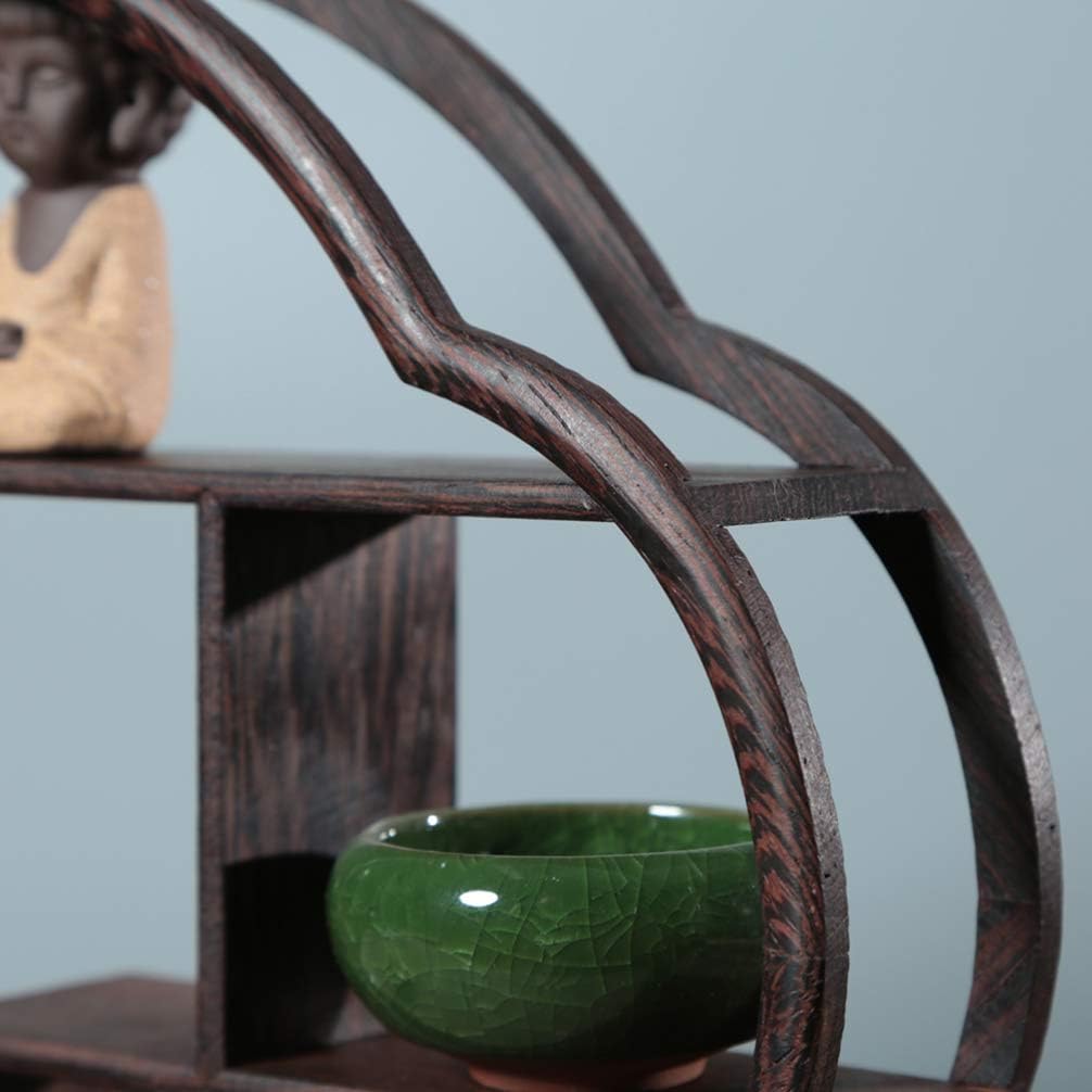 SUPVOX Chinese Wooden Display Stand Solid Wood Assemble Display Rack Rosewood Storage Shelf Crafts for Home Office Organizer (Without Ornaments)