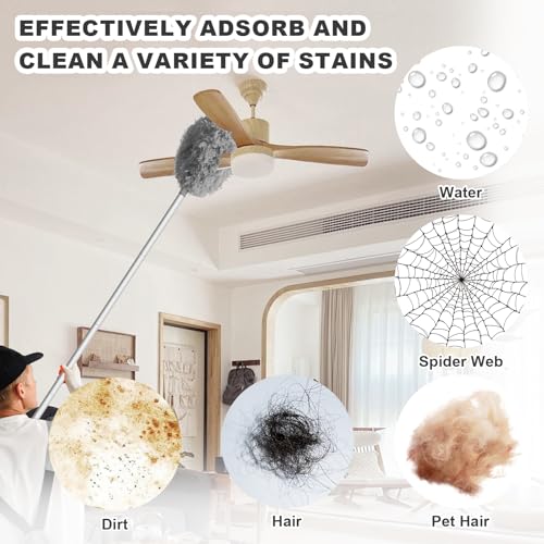 Image of Storystore Ceiling Fan Cleaner Duster - Adjustable Duster with Extension Pole,Dusters for Cleaning Fan Blade, Walls and Cobweb (Grey)