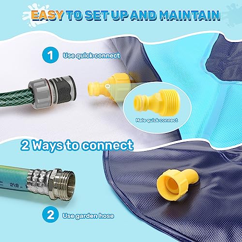 Image of 127'' Splash Pad for Dogs, Non-Slip Sprinkler for Kids, Square Splash Pad for Kids Ages 4-8, Splash Pads for Toddlers 1-3, Dog Sprinkler Shallow Pool, Outdoor Water Toys for Backyard, Teal