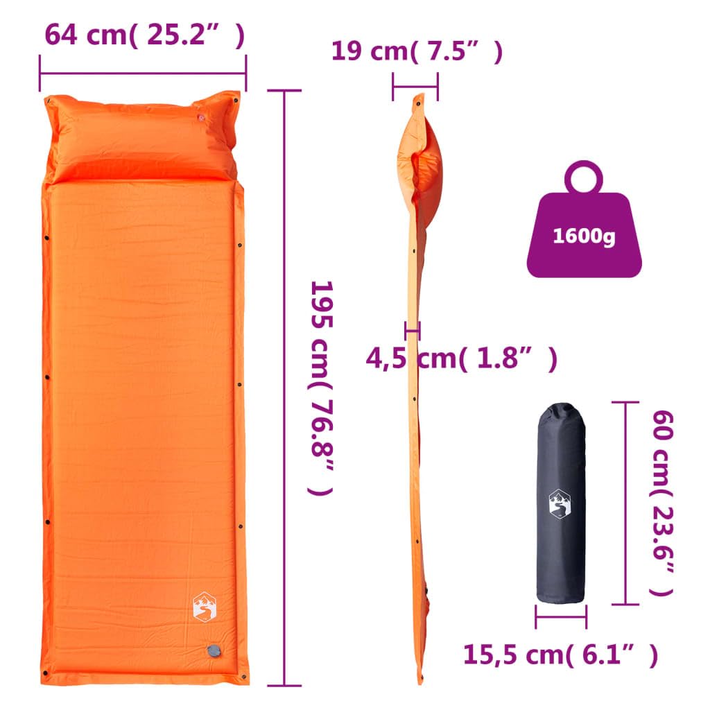 Mangloder Selbstaufblasende Campingmatte mit integriertem Kissen Grau, 190x64x, leicht und rollbar, ideal für Trekking, Wandern, Festivals, Reisen, Bodenschutz, Komfort und Isolierung