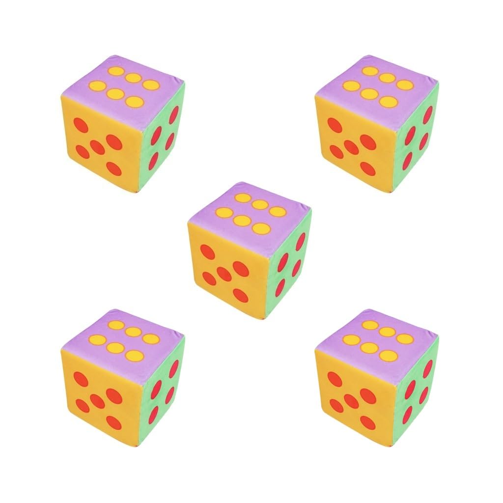 Juego de 5 dados de espuma Jumbo para jugar a los dados, suministros escolares de carnaval, 6 pulgadas, multicolor