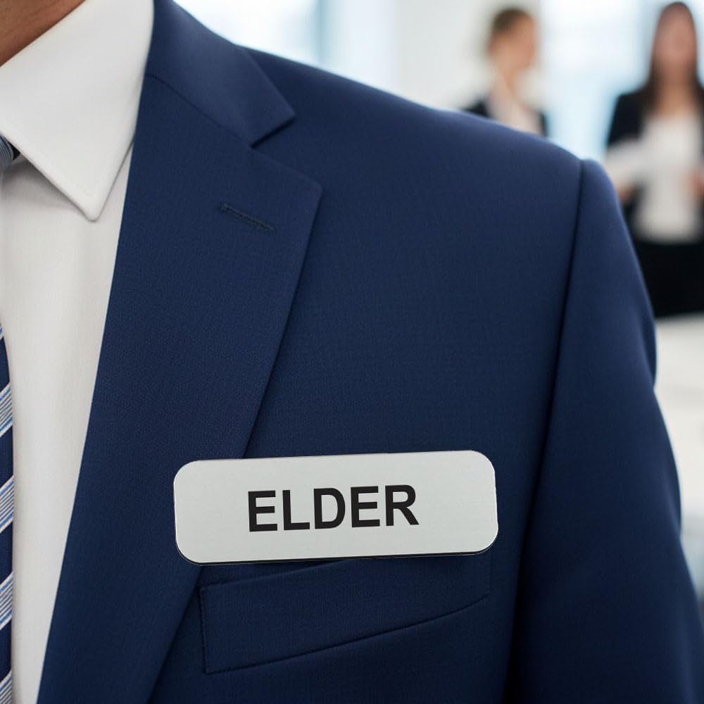 Elder 1 x 3 Name Tag, Black (10 Pack)
