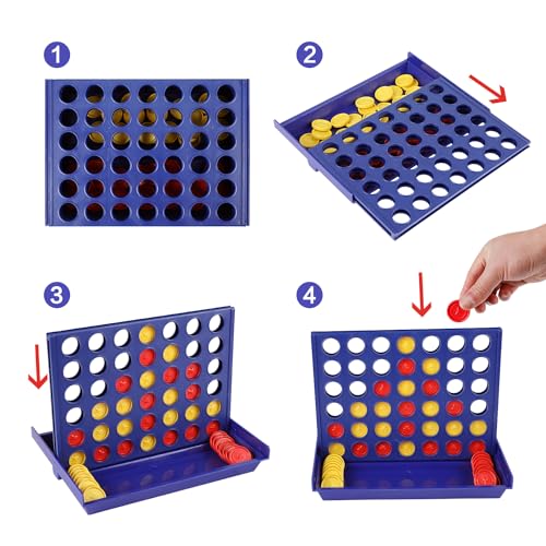 JOFONY 4 in a Line Game - Mini Board Game for Kids 4 in a Row Game Fun Educational Family Games for Kids Travel Portable 4 in a Line Game