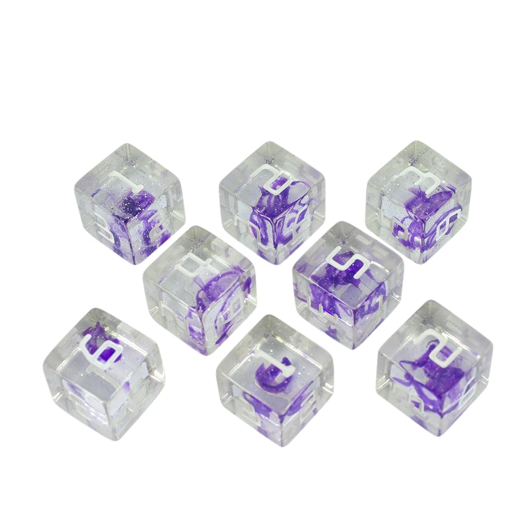 Starfarer Sci-Fi D6 Dice - 'Wormhole' - Transparent With Purple Swirls