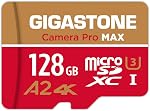 【5-Years Data Recovery】 GIGASTONE Memory Card 128GB, 4K Pro Camera, Compatible with GoPro Switch, Speed 100MB/s. A2 U3 V30 Micro SDXC Card with SD Adapter.