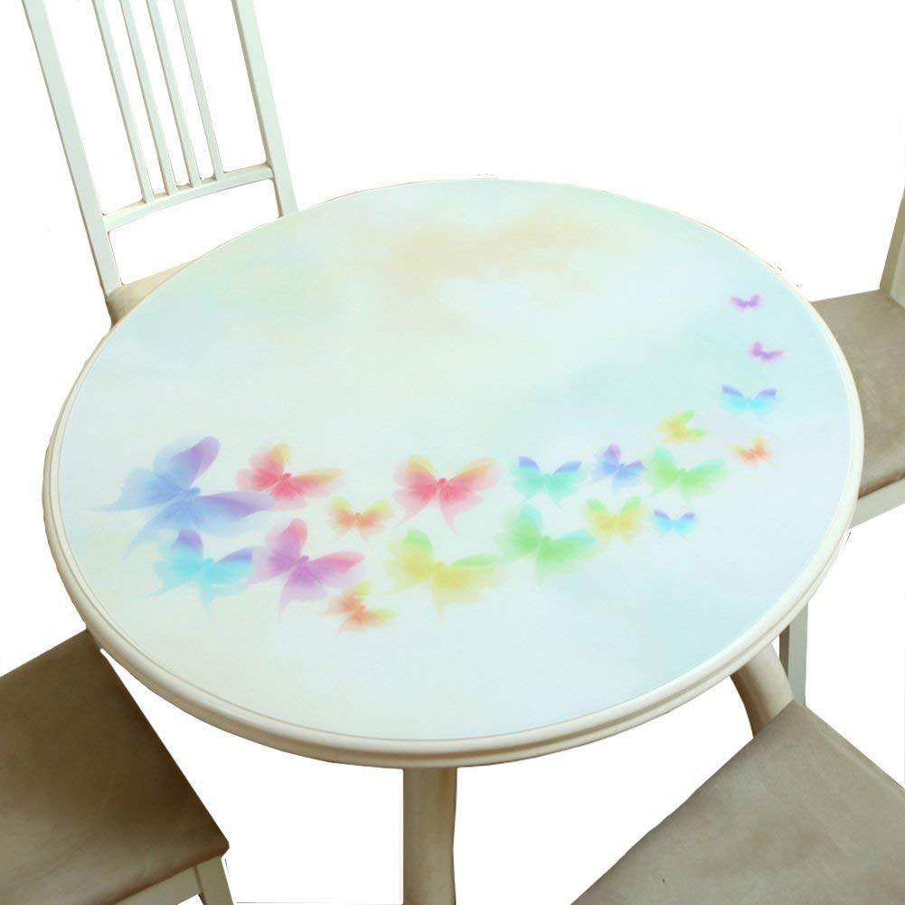 MU Tovaglia del tavolino da Salotto ， Tovaglia Facile da Pulire PVC Rotondo per la casa Tovaglietta di plastica Impermeabile antiscottatura per la casa ， Tovaglia per Ristorante,110 cm