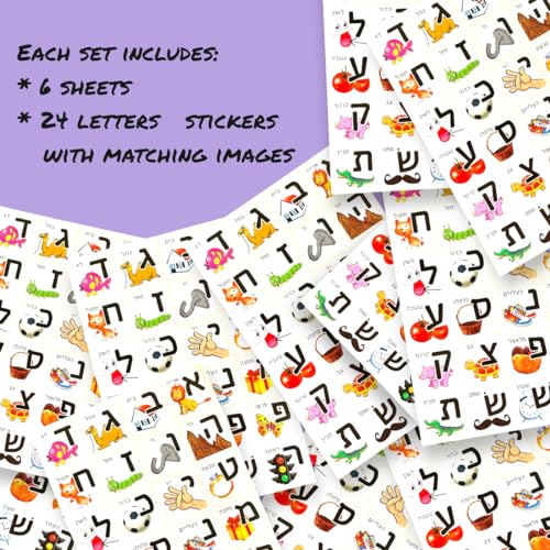 Joyful Artistry Adesivos de letras hebraicas 6/12 folhas com mais de 140/280 adesivos alef Bet para
