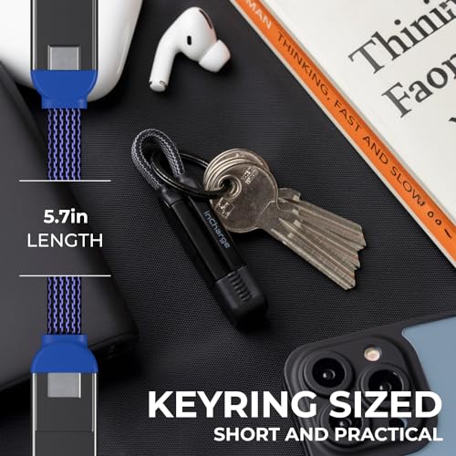 Image of Rolling Square inCharge X, Multi Charging Cable, Portable Keychain Charger Cable, 6-in-1 with 100W Ultra-Fast Charging Power, Multi Charger (Sapphire Blue)