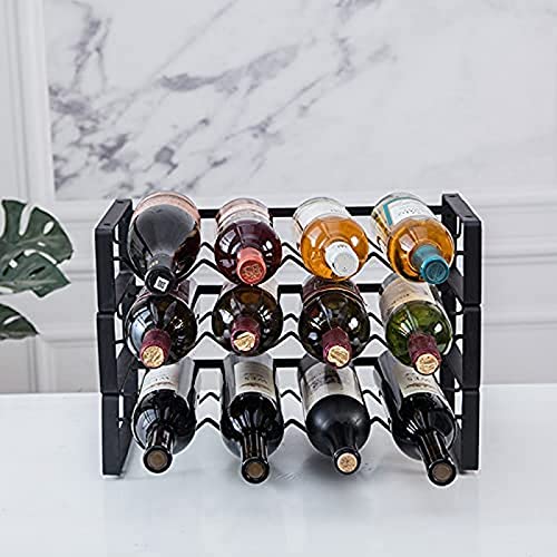 Soporte para botellas de vino 3 niveles apilable negro miniatura 1