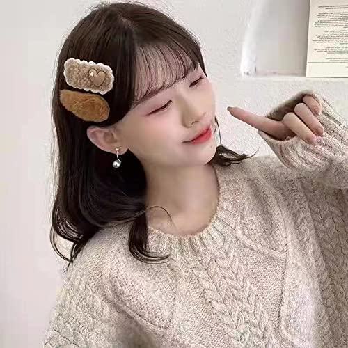 Rugelyss 10 Pcs Milk Coffee Color Plush Hairpin Simple Side Clip Bangs Clip, Handmade Hair Barrettes, Alligator Bobby Pins, Hair Accessories, Gifts For Women Girls #TOP4