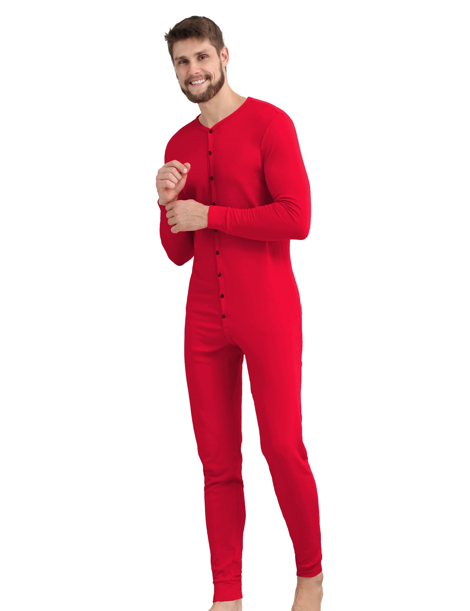 COLORFULLEAF Herren Men's Cotton Thermal Underwear Thermounterwäsche aus Baumwolle