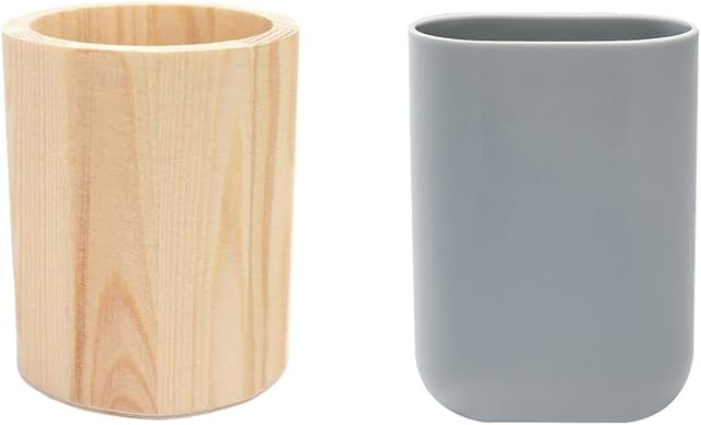 2 Pcs Pen Pot Round Tube Wooden Pen Container Pencil Pot Storage Box for Desktop Storage Office Organization