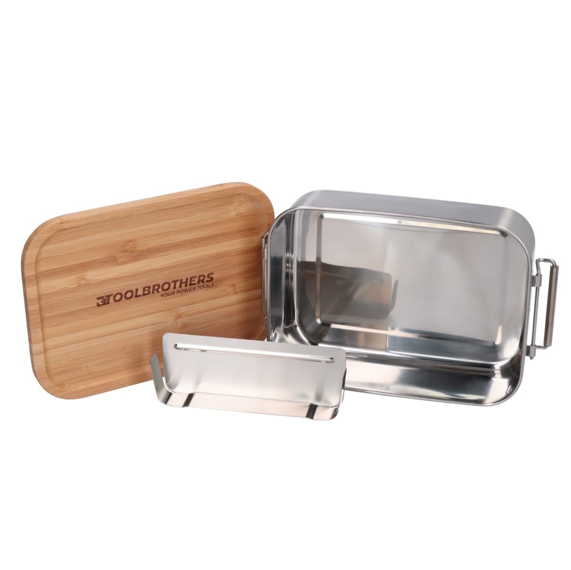 Toolbrothers Fan pudełko śniadaniowe ze stali nierdzewnej z bambusową pokrywką, 1200 ml, pudełko na lunch dla dorosłych i dzieci, pudełko na przekąski, do szkoły, pracy, na piknik, podróż