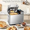 KBS Pro 710W 2LB Bread Maker, Stainless Steel 17-in-1 Smart Bread Machine with Healthy Ceramic Pan, Automatic Nut Dispenser, Tempered Glass Touch Panel, 3 Crust Colors, 15H Timer& Keep-Warm, Recipes