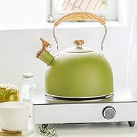 Vista 6 de Hervidor de té silbante de 2.5 L, hervidor de té de acero inoxidable, hervidor automático de agua hirviendo con asa, tetera para leche, té, café