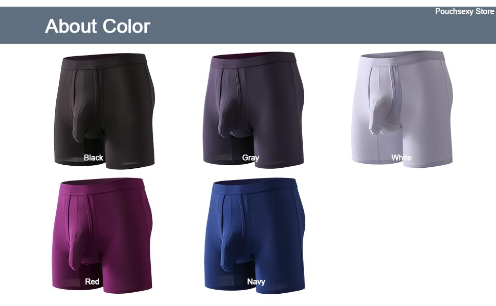 Pouchsexy Separate Pouch Men's Underwear Boxer Briefs Anti-Chafing Long Leg Mens Boxer Briefs Tagless Trucks 2-pack (as1, alpha, x_l, regular, regular, Navy/White)