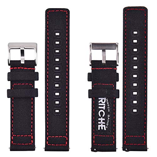 Image of Ritche Christmas Gift Canvas Vintage Quick Release Watch Band 18mm 20mm 22mm 24mm Replacement Watch Straps for Men Women, White Elephant Gifts, Stocking Stuffers for Men, Father's Day gifts