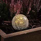 Lights4fun Solar-Gartenkugel mit strukturierter Oberfläche | mit 20 warmweißen Mikro-LEDs | Solarbetrieb Sonnenergie | Sommer Frühling Deko Garten Balkon Terrasse | ø 10 cm