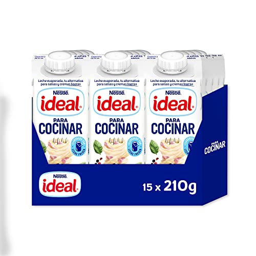 Nestlé Ideal - Leche evaporada semidesnatada - Caja de leche evaporada 15 x 200 ml (210 g)