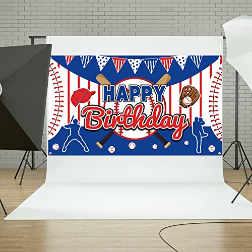 Baseball Happy Birthday Backdrop Banner Baseball Sports Themed Party Supplies Backdrop Large Baseball Birthday Party Decorations Wall Hanging Photo Booth Decor For Kids Boys Teenager, 75 X 45 Inch #TOP6