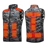 [veolaimy] 電熱ベスト メンズ レディース 加熱ベスト 13箇所発熱 速暖 防寒ベスト 前後独立設定 USB給電 ヒーターベスト 立ち襟 丸洗い 省エネ 防寒対策 発熱ベスト 軽量 大きいサイズ 加熱服 カジュアル 通勤 通学 屋外作業用(カモフラージュ,4XL)