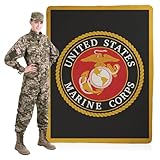 FrameStory US Marine Corps - Emblem Blanket - Military Gift for Veterans, Active Duty and Family Members, Soft Sherpa Fleece Material, 60'x80' Throw Blanket - 1 Sided Printing; Printed in The USA