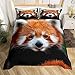 Feelyou Red Panda Duvet Cover Cute Panda Bedding Set for Kids Boys Girls Wild Animal Decor Comforter Cover Jungle Wildlife Style Bedspread Cover Bedroom Collection 2Pcs Twin Size