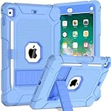 TOPWANT Case for iPad 6th 5th Generation (9.7 inch, 2018/2017), Shockproof Protective iPad 9.7 Case with Built-in Stand/Pencil Holder for iPad 6th/5th Gen, Air 2, Blue