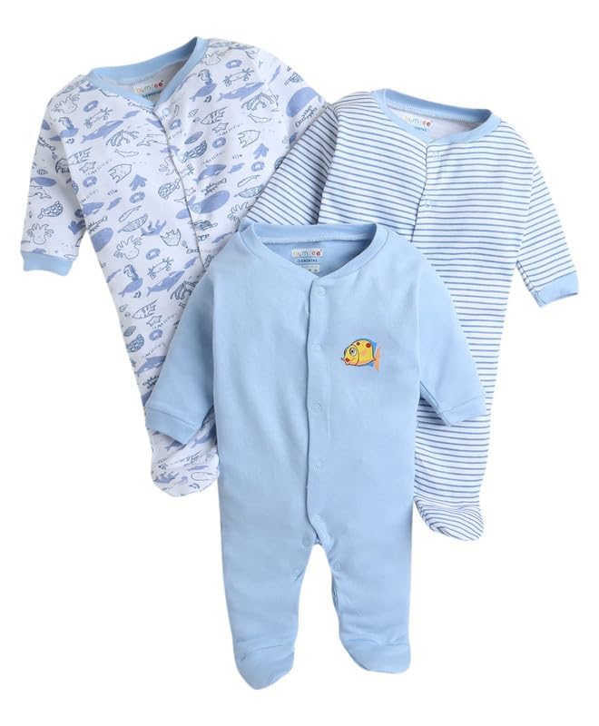 Image of 100% Cotton Rompers for New Born Baby Sleepsuits Jumpsuit Night Suits for Baby Boys & Girls |Onesies| Infant Clothes Pack Of 3