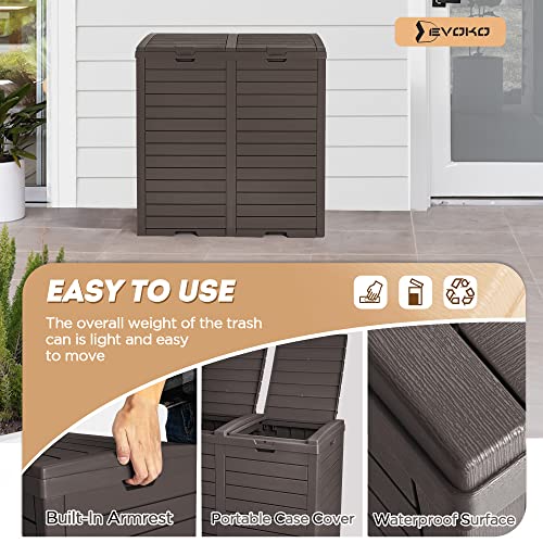Devoko DV22TCLB 78 Gallon Resin Trash Can Outdoor Double Waste Bin Trash thumb #5