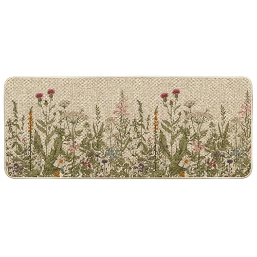 Artoid Mode Wildflower Floral Spring Doormat, Summer Home Decor Low-Profile Switch Rug Door Mat Floor Mat for Indoor Outdoor 24x59 Inch