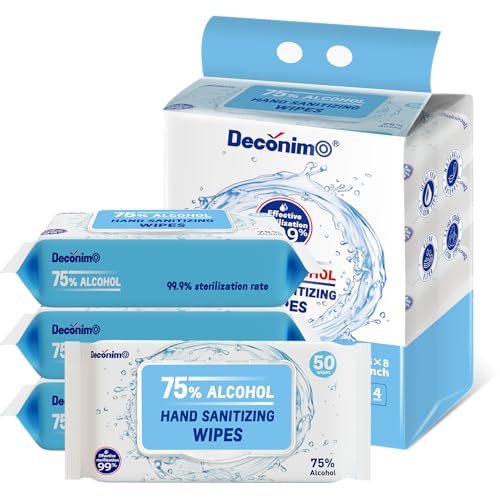 advanced large 75 alcohol hand sanitizing wipes 4 packs of 50 200 wipes - each wipe size 634 x 834