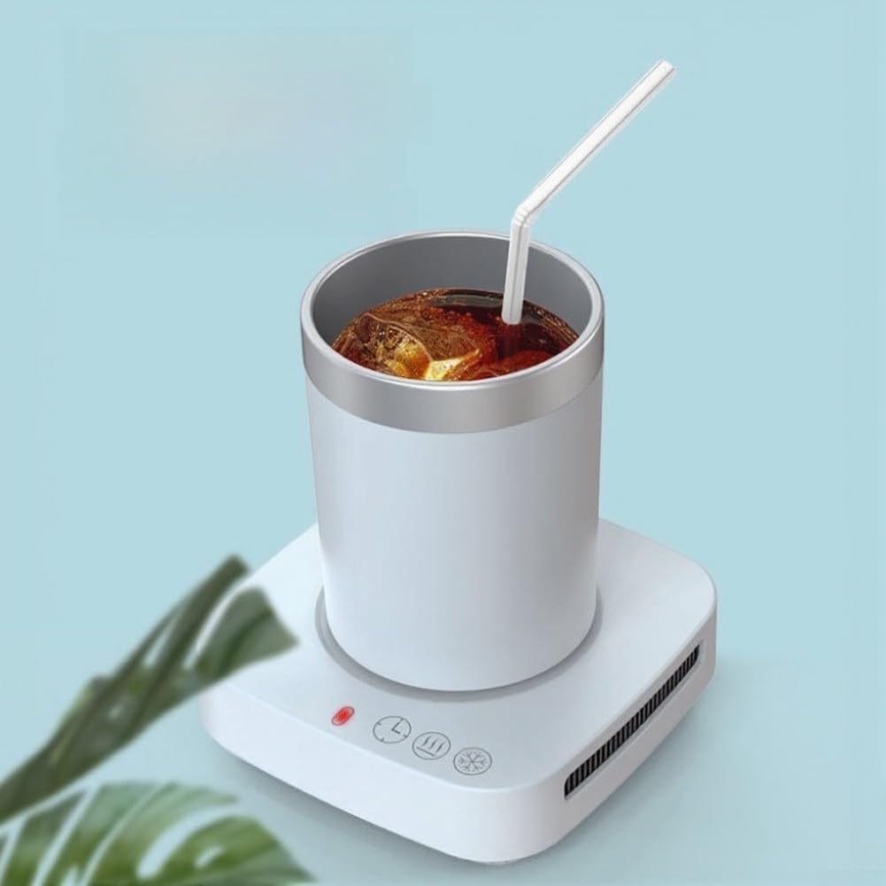 Posavasos inteligente de calefacción y refrigeración con pantalla digital para tazas de vidrio y metal, control de temperatura ajustable para uso en casa, oficina, viajes, color negro