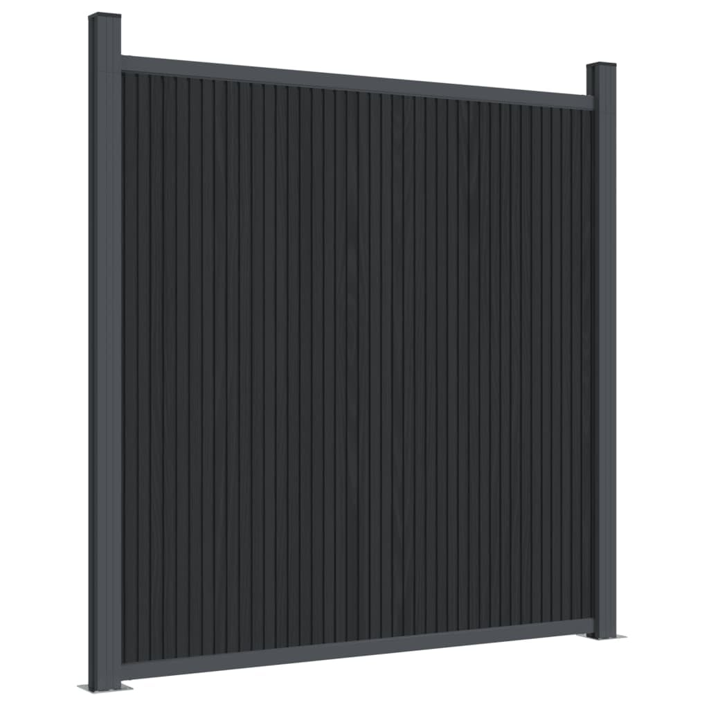 Panel de valla gris 1564 x 186 cm WPC, juego de paneles de valla de jardín, material WPC robusto y duradero, sistema modular con opciones de montaje flexibles, componentes de aluminio y acero