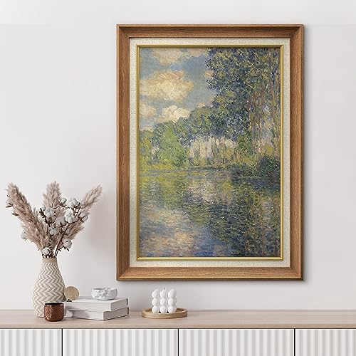 MUDECOR Premium Framed Wall Art Verdant Forest Landscape Claude Monet Classical Illustrations Fine Art Decorative Vintage Watercolors Pastel Zen for Living Room, Bedroom, Office - 26"x36" Natural - Image 3
