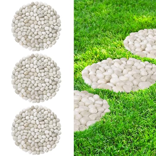 River Rock Stepping Stones Outdoor for Garden Walkway, 12 inch