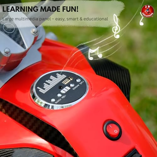 Image of DL-777 12V Battery-Powered Ride-On Motorcycle for Kids | Electric Bike with Twist Throttle, Lights & Sounds, Rear Suspension, Side Wheels | for Boys & Girls (2-6 Years) (Blue)