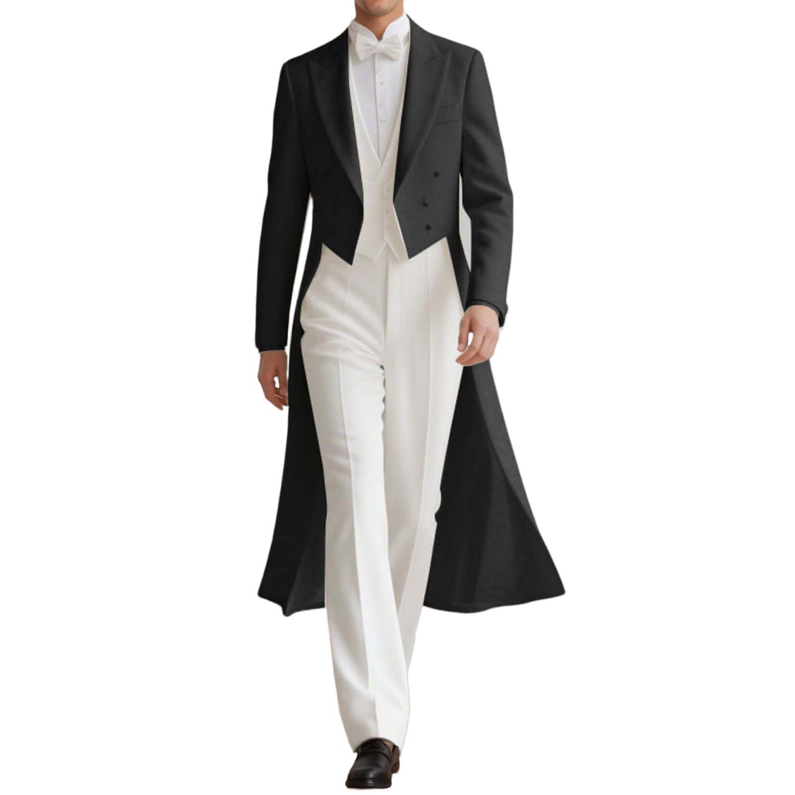 Generisch Veste de smoking slim fit pour homme - Manteau queue d'aronde - Pour bal de fin d'année - Smokings - Musicien - Cosplay - Costume de magicien - Queue d'aronde - Manteaux formels