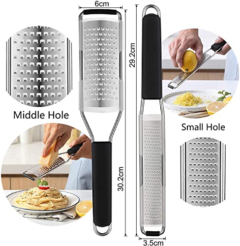 Cheese Grater Lemon Zesters Set Of 2, Guanci Zester Grater With Handle, Stainless Steel Grater Citrus Zester Tool For Ginger, Garlic, Nutmeg, Chocolate, Vegetables, Lemon, Orange, Dishwasher Safe #TOP1