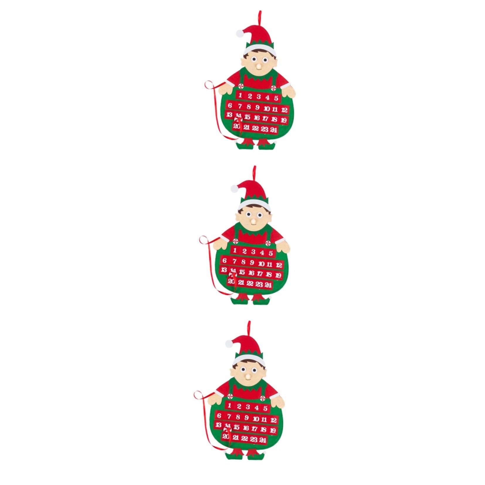 Cabilock 3 Stück Festlicher Adventskalender Countdown Hängende Dekorationen Kreativer Weihnachtsschmuck