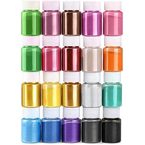 YSMNDE Mica Powder Resin Pigment, 20 Colors Cosmetic Soap Making Dye for Bath Bomb, Eye Shadow, Makeup, Nail Polish, Epoxy Resin, Jewelry, Paint Art, DIY Craft and More (0.35oz Each) Cover