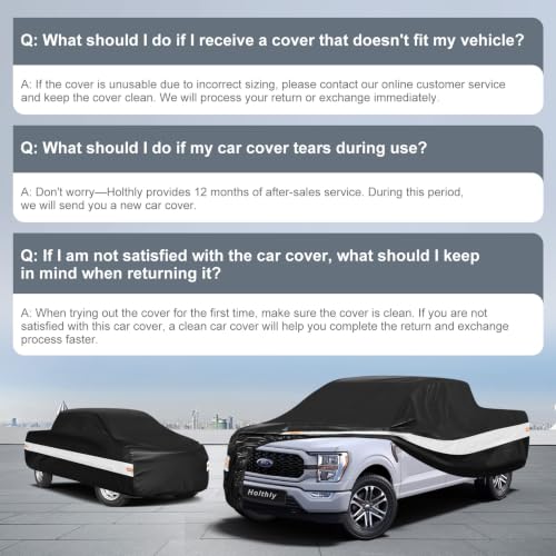 Image of 10 Layers Truck Cover Waterproof All Weather Custom Fit Ford F-150(1997-2026) Super Cab&SuperCrew Short Bed, Outdoor Full Exterior Pickup Car Cover Sun Rain Snow Ice Protection. Black
