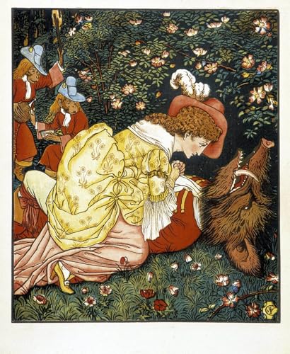 Pintura de La bella y la bestia de Walter Crane, lienzo decorativo para un hogar cálido
