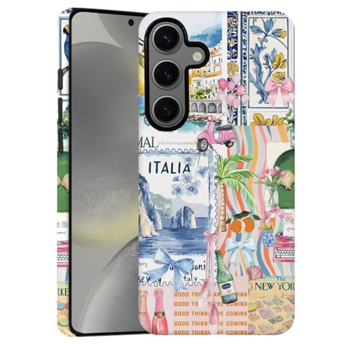 DAIZAG Case for Samsung Galaxy S23 FE,Bow Beach Landscape Collage Coastal Phone Case Durable Frosted Double-Layer Protection Cover for Women Girl