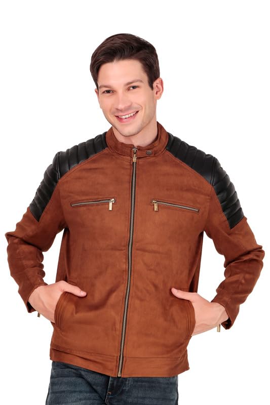 Leather Retail Men’s Casual Suede Leather Regular Jacket (Brown) Leather Retail Men’s Casual Suede Leather Regular Jacket (Brown)