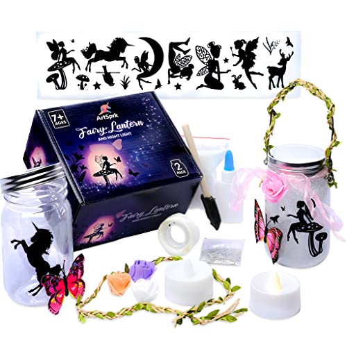 Fairy Lantern Craft Kit for Girls - Fairy Jar Kits for Girls Turn Jars into Fairy Nightlight Lantern - Great Fairy Gifts for Girls - Flip a Switch - Fairy Lantern Becomes a Magical Art Jar by ArtSprk