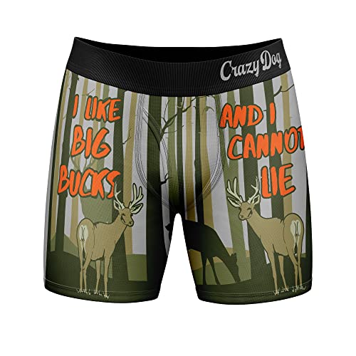 Crazy Dog T-Shirts Funny Fishing and Hunting Boxers for Men Sarcastic Deer Hunting and Fishing Joke Underwear for Guys