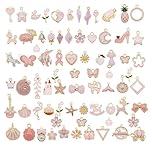 Julie Wang 20 Pieces Pink Enamel Paint Metal Charms Assorted Styles Handmade Earrings Bracelets Necklaces Pendants Findings DIY Arts Projects Jewellery Making Crafts 2-3cm