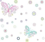 Easu Butterfly Wall Decal Butterfly Wall Stickers Removable Flower Wall Decal Decorative Peel & Stick Wall Art Sticker Decals Girls Bedroom Decoration