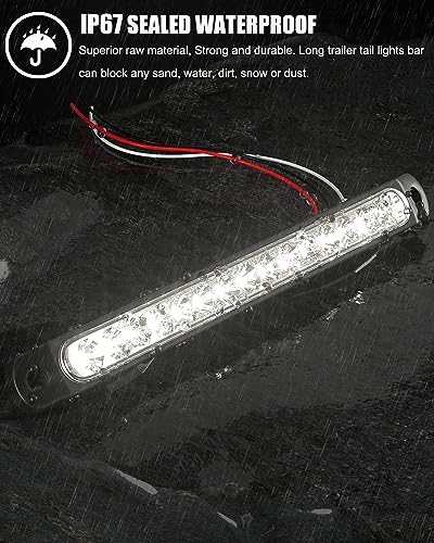 Pseqt WB03W1P 10 Inch Led Trailer Reverse Backup Running Light Bar White Tail Lights Led Strip Clearance Rear Lights Assembly Waterproof thumb #4